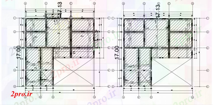 دانلود نقشه طراحی جزئیات ساختار دو طبقه را پوشش ساختار طراحی جزئیات برای خانه 17 در 17 متر (کد95607)