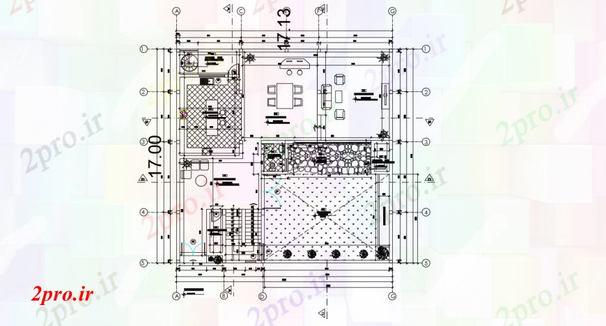 دانلود نقشه مسکونی ، ویلایی ، آپارتمان زمین طرحی طبقه جزئیات طرحی برای تک آشنا خانه 17 در 17 متر (کد95608)