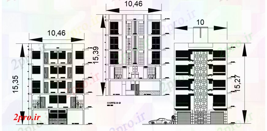 دانلود نقشه مسکونی  ، ویلایی ، آپارتمان  جبهه و نما تماس با اصلی جزئیات بخش طراحی از آپارتمان   ساخت و ساز (کد95611)