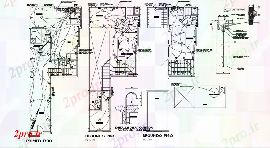 دانلود نقشه برق مسکونی سه سطح طرحی خانه خانواده الکتریکی طرحی نصب و راه اندازی جزئیات 6 در 15 متر (کد95623)