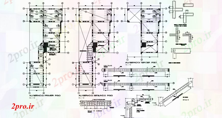 دانلود نقشه طراحی جزئیات ساختار سه فریم کف ساختار طراحی جزئیات از خانه (کد95625)