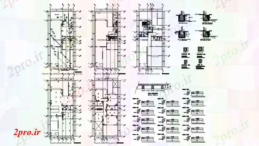 دانلود نقشه طراحی جزئیات ساختار همه ساختار طرحی طبقه با ستون و جای پای از خانه مسکونی (کد95629)