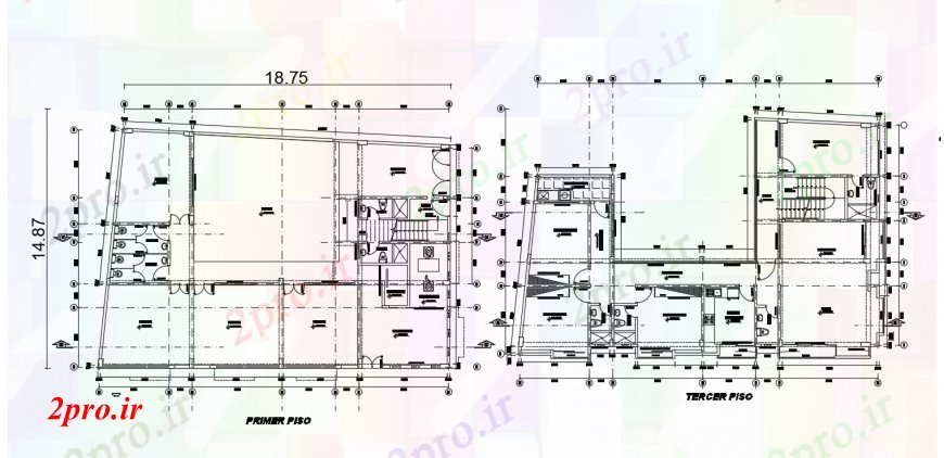 دانلود نقشه مسکونی  ، ویلایی ، آپارتمان  اول و سوم طرحی توزیع کف آپارتمان   ساخت و ساز (کد95637)