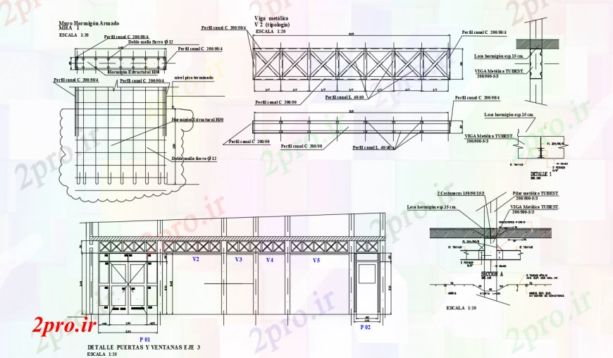 دانلود نقشه طراحی جزئیات ساختار سقف برای بخش مدرسه، طرحی و ساختار سازنده جزئیات 12 در 13 متر (کد95669)