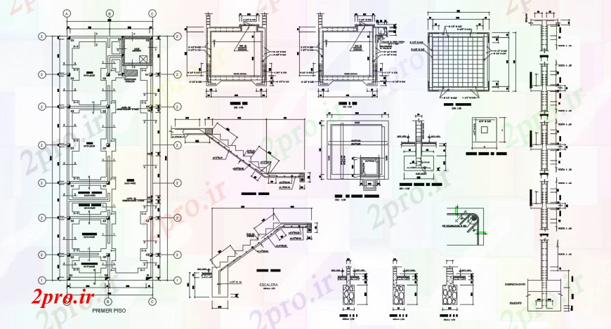 دانلود نقشه طراحی جزئیات ساختار طرحی بنیاد و چند جزئیات ساخت و ساز آموزش ساخت (کد95716)