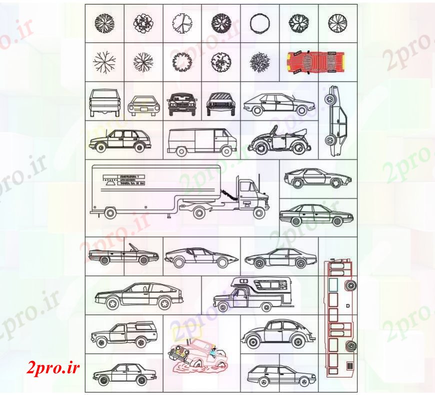 دانلود نقشه بلوک وسایل نقلیه  های مدل ماشین های مختلف (کد95796)