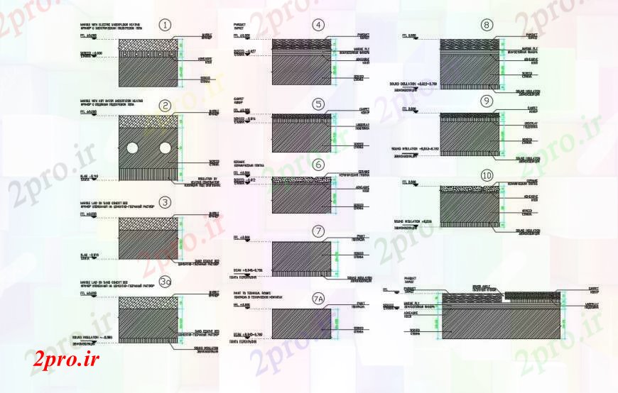 دانلود نقشه جزئیات ساخت و ساز طراحی  دو بعدی  انواع کف جزئیات  اتوکد (کد95829)