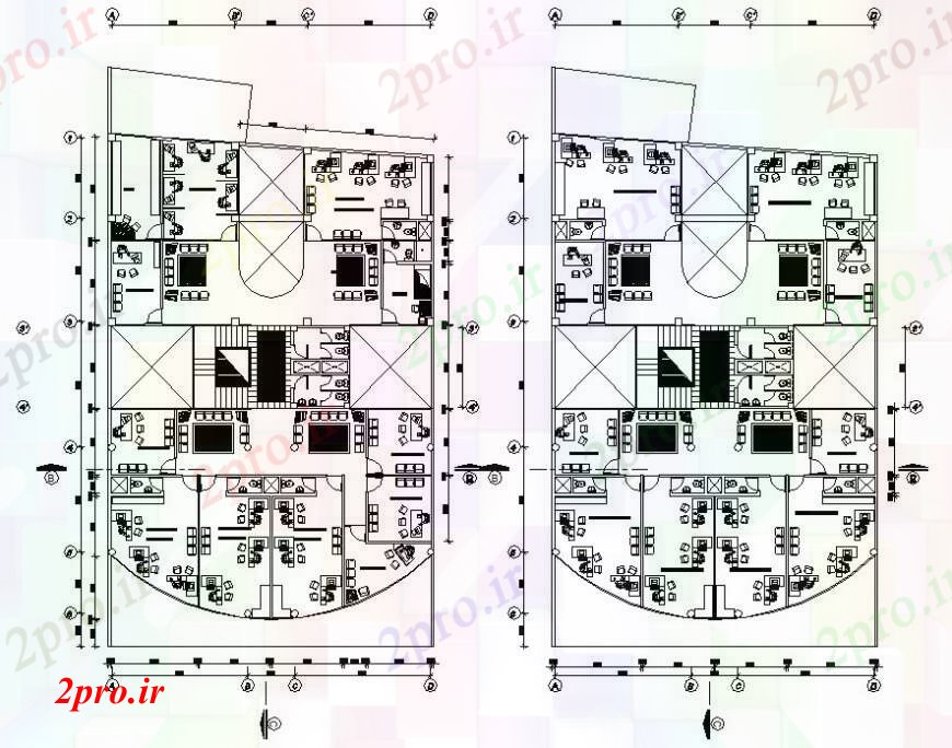 دانلود نقشه ساختمان اداری - تجاری - صنعتی دولت طبقه ایستگاه کار جزئیات 19 در 28 متر (کد95852)