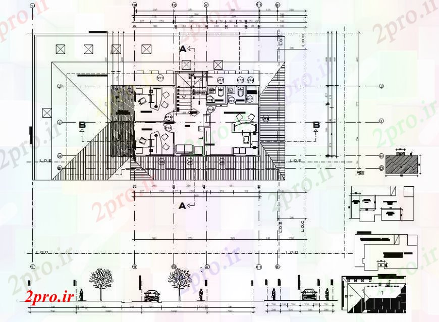 دانلود نقشه ساختمان اداری - تجاری - صنعتی ساختمان اداری شرکت های بزرگ طرحی طبقه جزئیات 6 در 10 متر (کد95871)