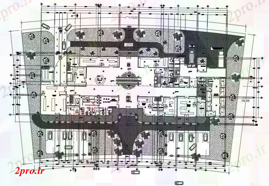 دانلود نقشه ساختمان اداری - تجاری - صنعتی مرکز تجاری ساخت دو بعدی طرحی کار اتوکد 10 در 36 متر (کد95887)