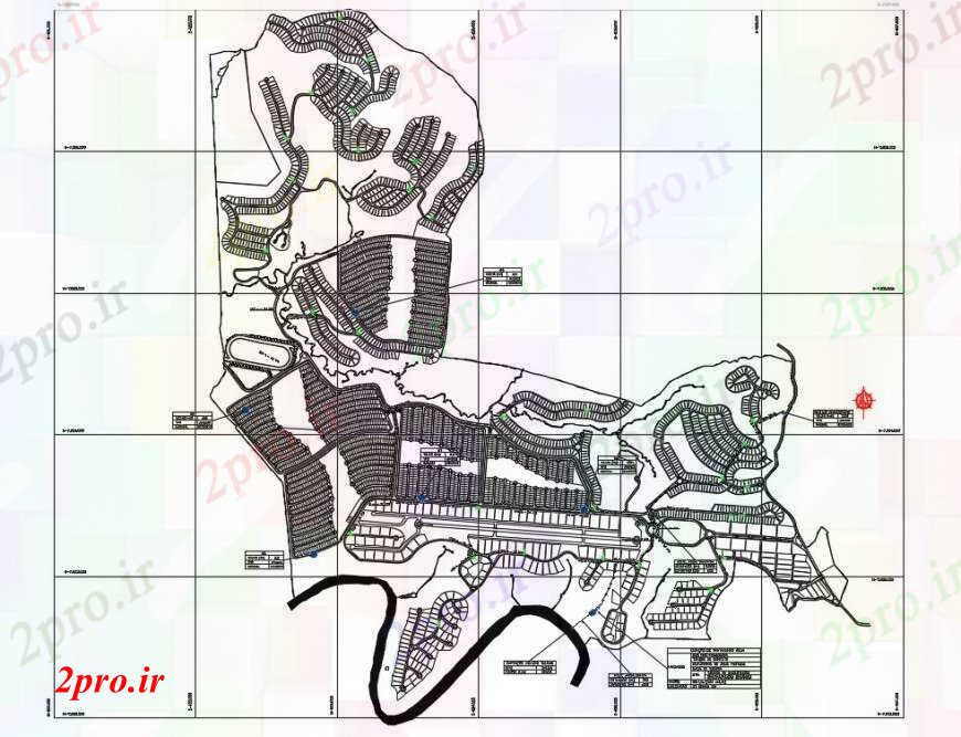 دانلود نقشه برنامه ریزی شهری طراحی  دو بعدی  از  نقشه مسیر اتوکد (کد95905)