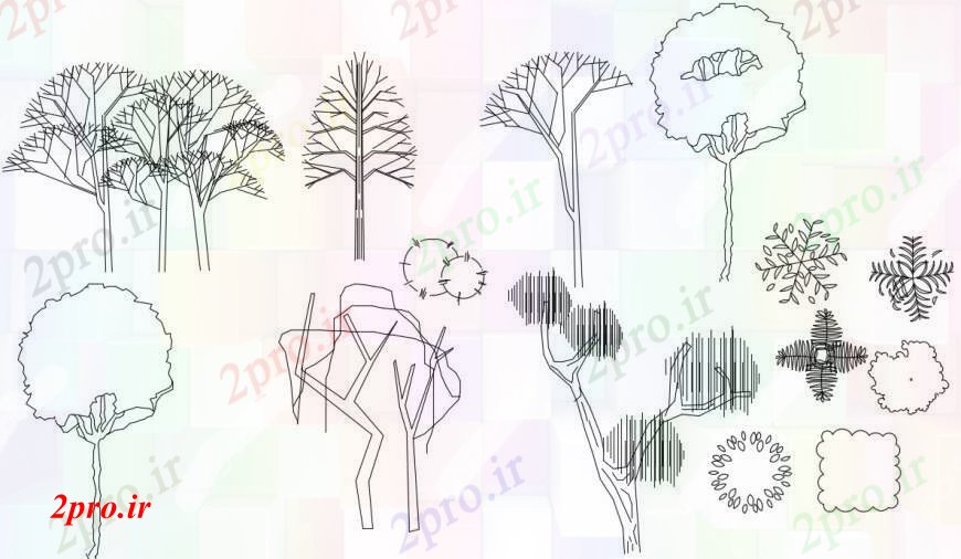 دانلود نقشه درختان و گیاهان گیاهان و درختان  مدل دو بعدی  (کد95929)