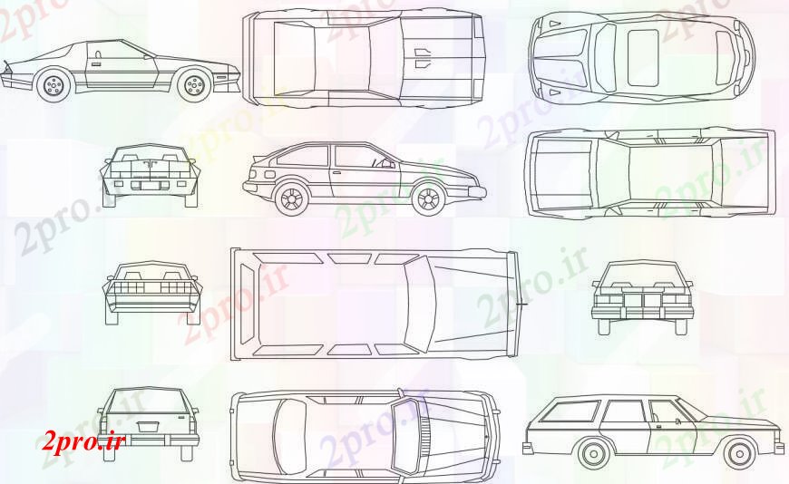 دانلود نقشه بلوک وسایل نقلیه ماشین سدان دو بعدی  مقطعی  بلوک (کد95937)