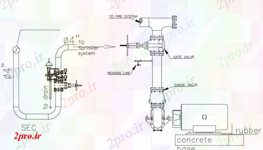 دانلود نقشه جزئیات لوله کشی طراحی جزئیات آبیاری بارانی سیستم (کد95949)