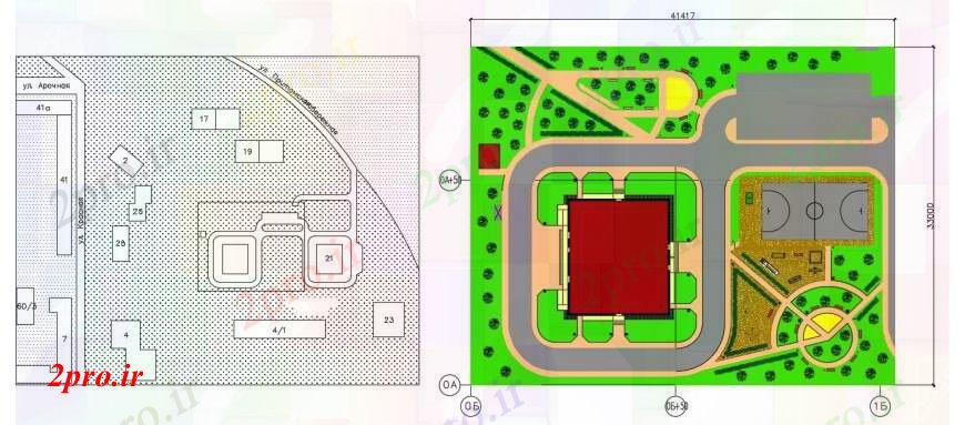 دانلود نقشه باغ باغ ساختار محوطه سازی شهری طراحی جزئیات 24 در 28 متر (کد95973)