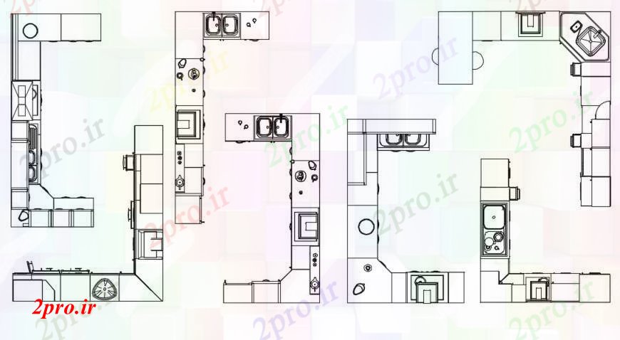 دانلود نقشه طراحی مبلمان آشپزخانه نما دو بعدی  از آشپزخانه اتوماسیون   اتوکد (کد95985)