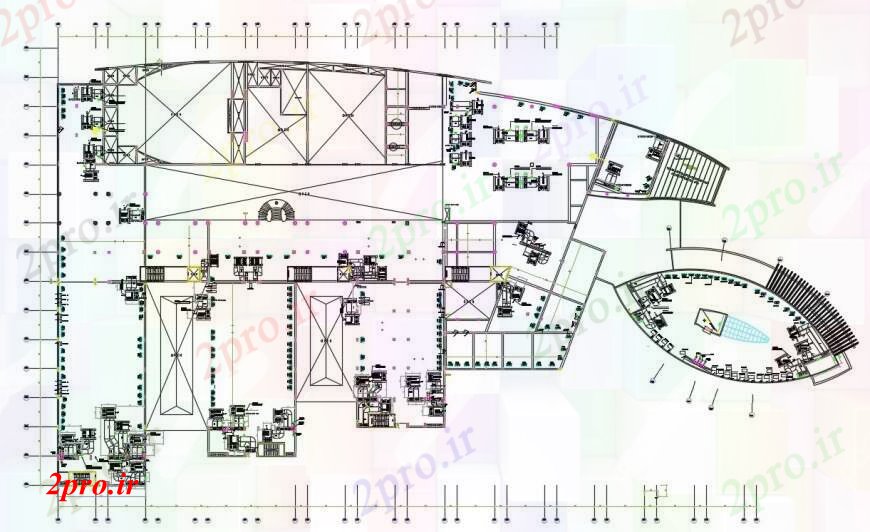 دانلود نقشه جزئیات ساخت و ساز ویران کردن سقف جزئیات 101 در 189 متر (کد95993)