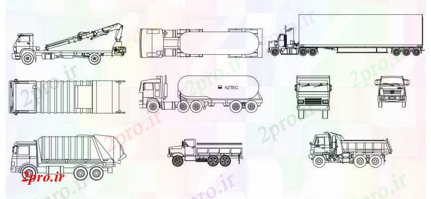 دانلود نقشه بلوک های حمل و نقل کامیون حمل و نقل بلوک نما چند طراحی جزئیات  (کد96035)