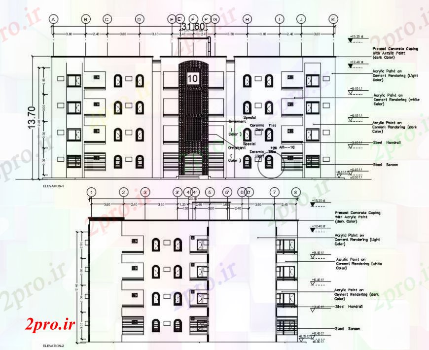 دانلود نقشه مسکونی  ، ویلایی ، آپارتمان  آپارتمان مسکونی ساخت جلو و نما تماس  (کد96039)