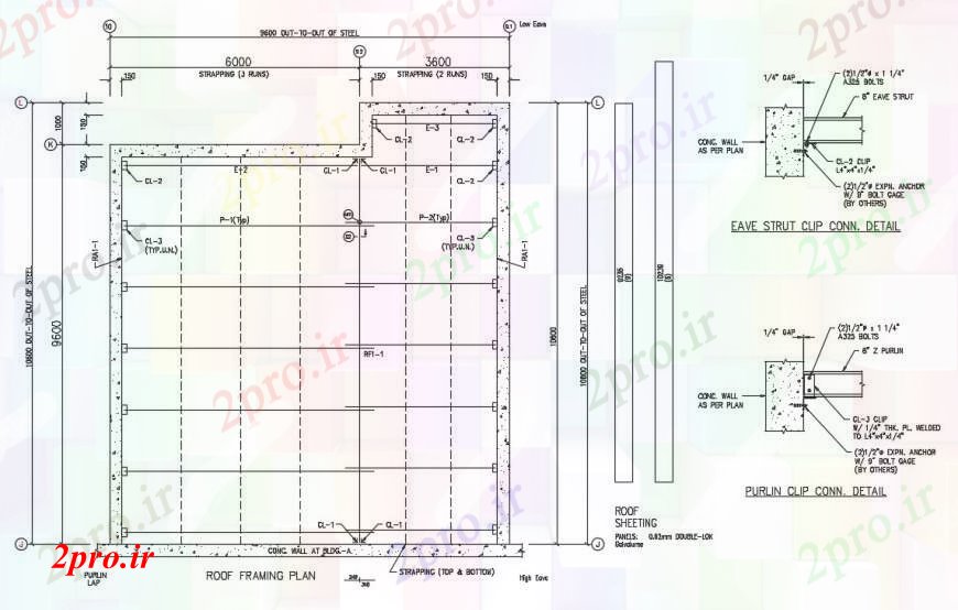 دانلود نقشه طراحی جزئیات ساختار طرحی فریم سقف با بتن پوشش چوبی جزئیات (کد96044)