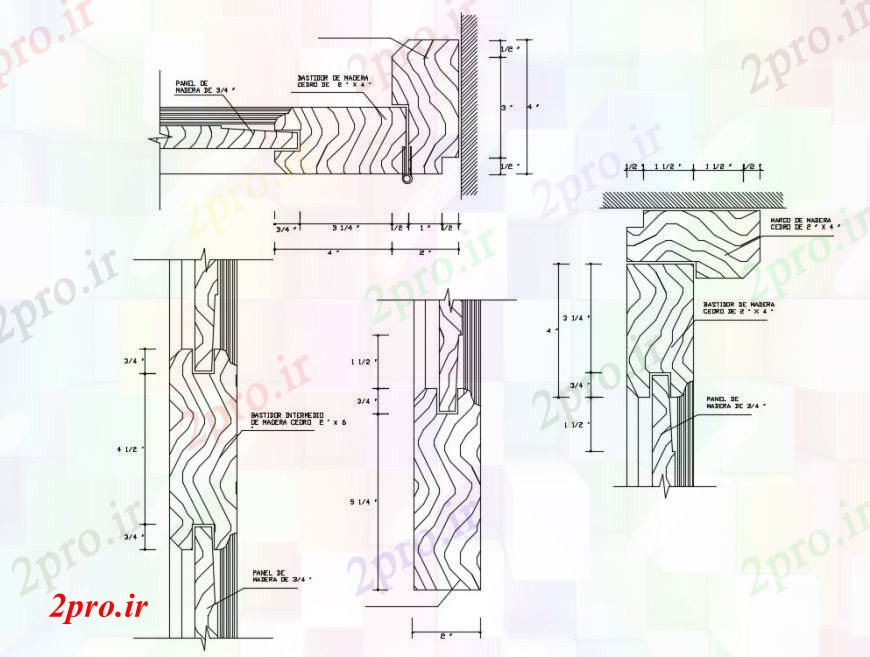 دانلود نقشه جزئیات طراحی در و پنجره  چارچوب درب خانه و نصب و راه اندازی طراحی جزئیات  (کد96055)