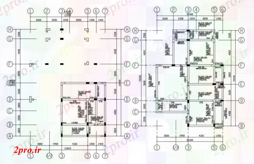 دانلود نقشه طراحی جزئیات ساختار بنیاد ساختار برنامه ریزی برای دو طبقه از خانه (کد96074)