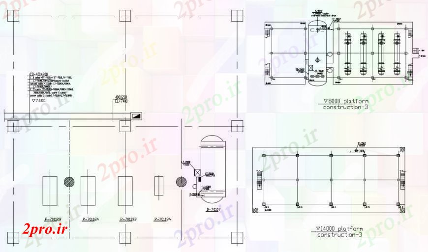 دانلود نقشه جزئیات ساخت و ساز طراحی  دو بعدی  از ساخت و ساز ابزار پلت فرم  (کد96097)