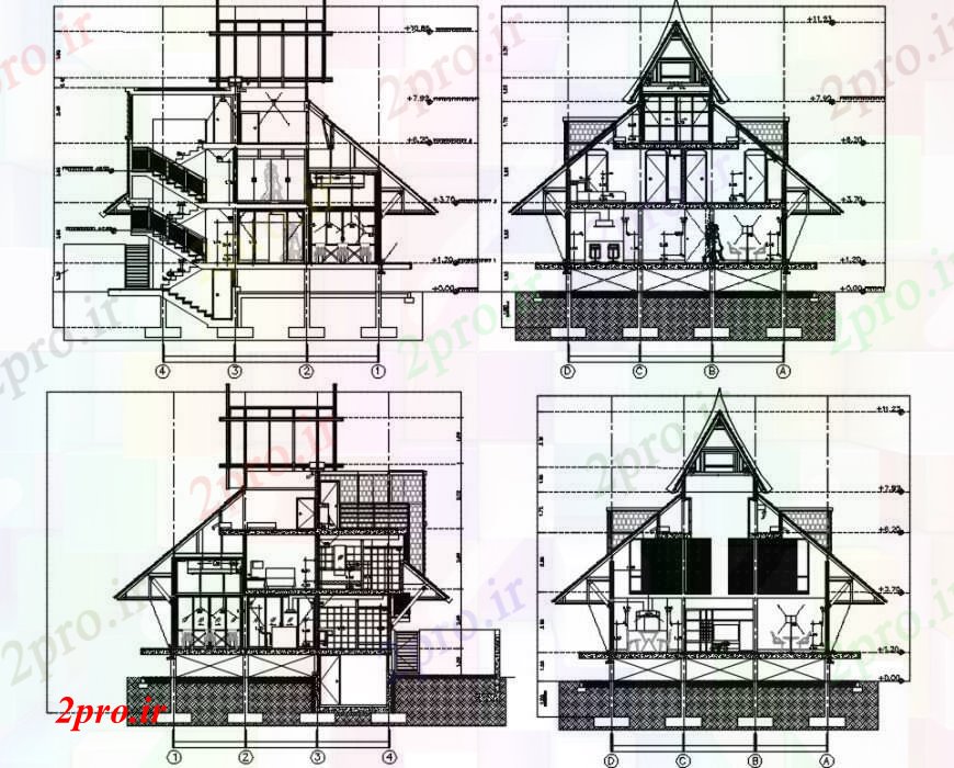 دانلود نقشه مسکونی  ، ویلایی ، آپارتمان  اقامت بخش طرحی  جزئیات (کد96098)