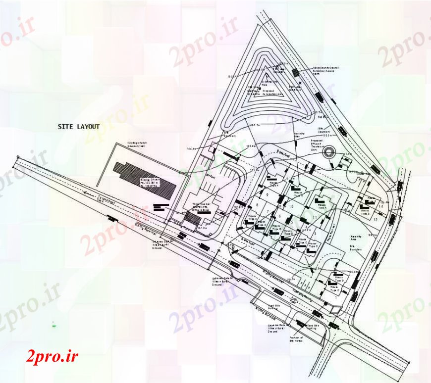 دانلود نقشه برنامه ریزی شهری طراحی  دو بعدی  از سایت جاده  نقشه اتوکد (کد96107)