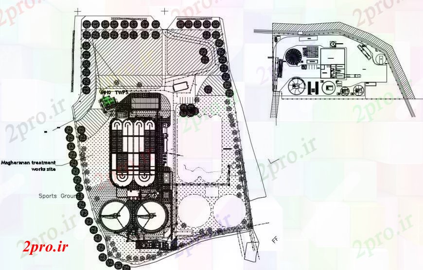 دانلود نقشه ورزشگاه ، سالن ورزش ، باشگاه  دو بعدی  رسم ورزشی زمین elevbation  اتوکد (کد96129)