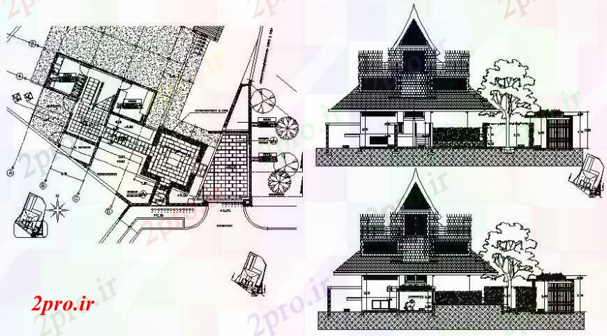 دانلود نقشه مسکونی  ، ویلایی ، آپارتمان  طرحی سایت با طراحی نما ¬های  در (کد96145)