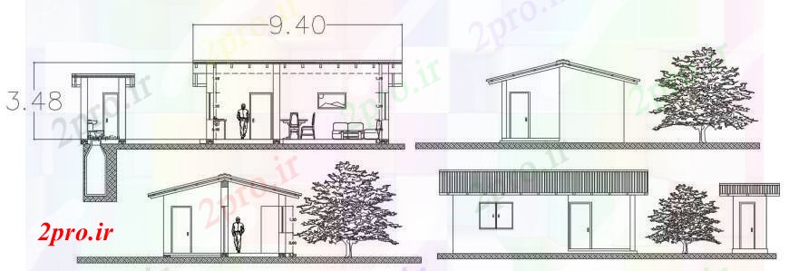 دانلود نقشه مسکونی  ، ویلایی ، آپارتمان  نما خانه روستایی و بخش (کد96151)