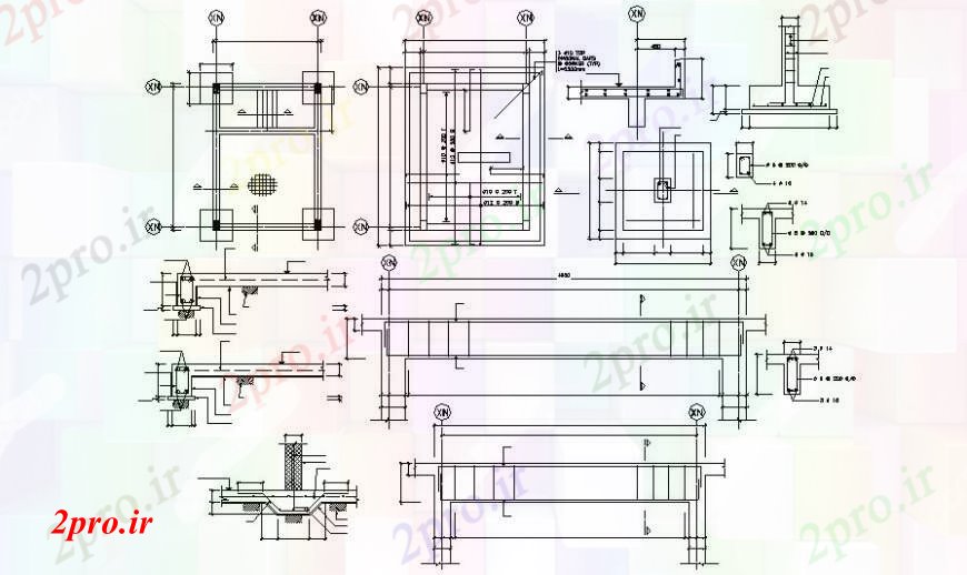 دانلود نقشه جزئیات ساخت و ساز پایه و اساس و دال  جزئیات  (کد96174)