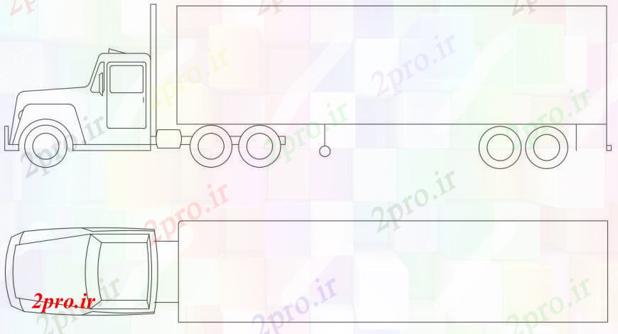 دانلود نقشه بلوک وسایل نقلیه کامیون بلوک دو بعدی  بلوک مدل جزئیات (کد96176)