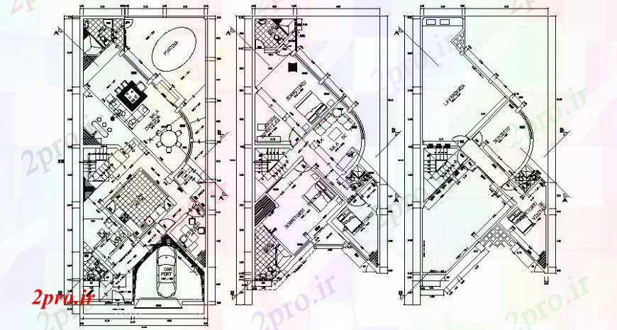 دانلود نقشه مسکونی  ، ویلایی ، آپارتمان   خانه اقامت جزئیات کف   (کد96181)