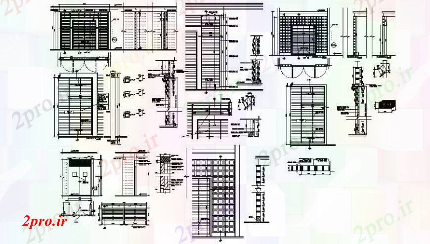 دانلود نقشه جزئیات طراحی در و پنجره درب اصلی جزئیات 22 در 30 متر (کد96213)