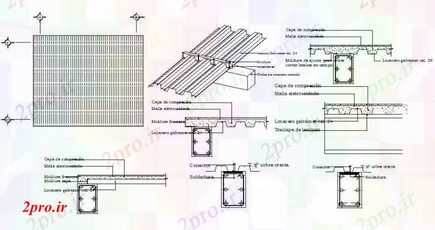 دانلود نقشه جزئیات ساخت و ساز فلزی سقف   نصب و راه اندازی (کد96252)
