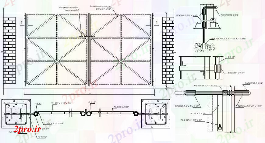 دانلود نقشه جزئیات طراحی در و پنجره  اصلی نصب و راه اندازی درب   جزئیات (کد96267)