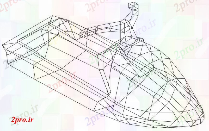 دانلود نقشه بلوک وسایل نقلیه قایق سرعت تریدی نما جزئیات مدل (کد96273)