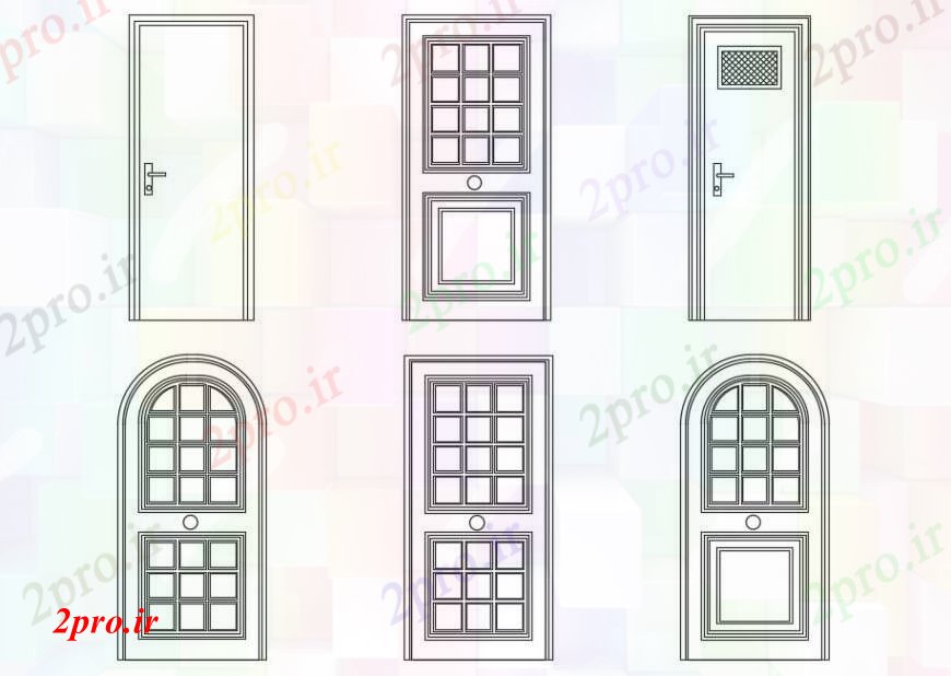 دانلود نقشه جزئیات طراحی در و پنجره   نقشه های طراحی بلوک درب  دو بعدی   نما  (کد96278)