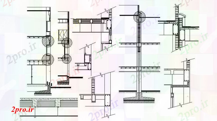 دانلود نقشه جزئیات ساخت و ساز دیوار پانل   جزئیات (کد96293)