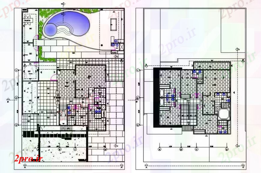 دانلود نقشه مسکونی  ، ویلایی ، آپارتمان  طراحی  دو بعدی  معماری طراحی اقامت (کد96375)