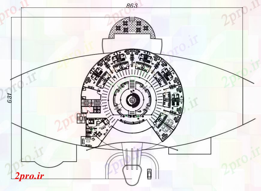 دانلود نقشه هتل - رستوران - اقامتگاه هتل سه ستاره طبقه سوم توزیع طرحی های 49 در 90 متر (کد96382)