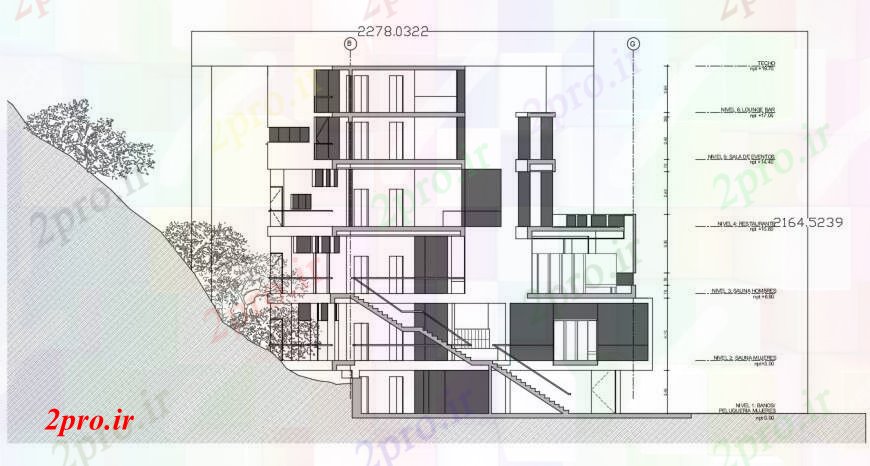 دانلود نقشه جزئیات ساخت و ساز طراحی  دو بعدی  از بخش بیرونی  اتوکد (کد96384)