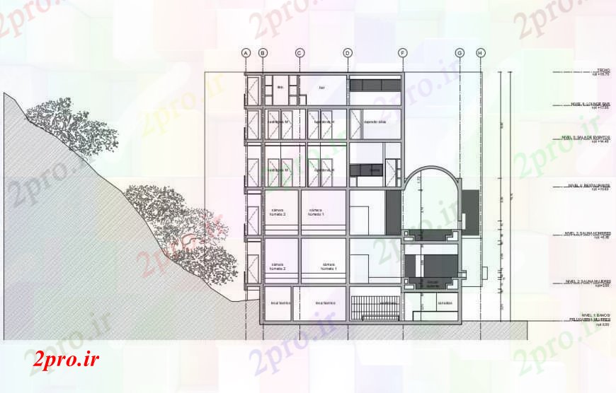 دانلود نقشه جزئیات ساخت و ساز طراحی  دو بعدی  طرحی بیرونی  در سطح اتوکد (کد96385)