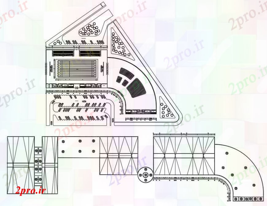 دانلود نقشه باغ باشگاه ساختار پارک محوطه سازی و طراحی جزئیات 130 در 169 متر (کد96388)