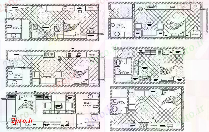 دانلود نقشه حمام مستر طراحی  دو بعدی  از اتاق خواب طبقه  نما اتوکد (کد96417)