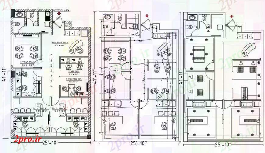 دانلود نقشه مسکونی ، ویلایی ، آپارتمان طراحی دو بعدی طبقه سقف 8 در 12 متر (کد96421)