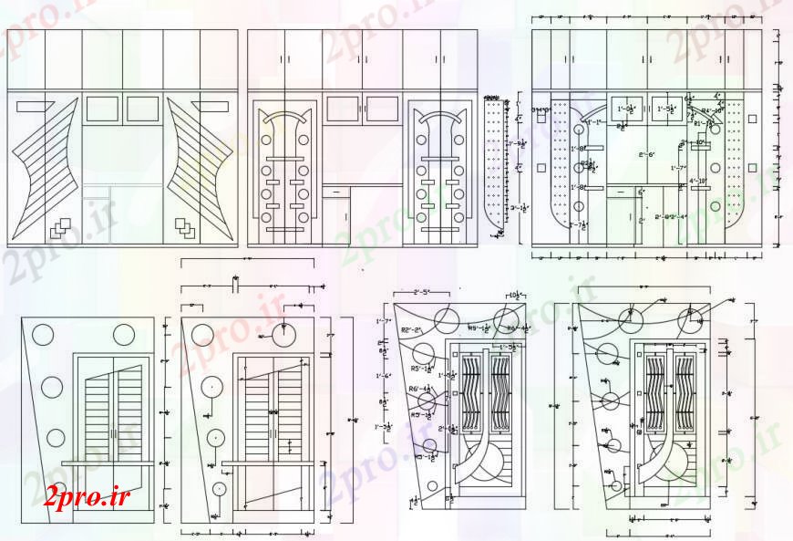 دانلود نقشه جزئیات طراحی در و پنجره  طراحی  دو بعدی  درب طراح  نما اتوکد (کد96427)