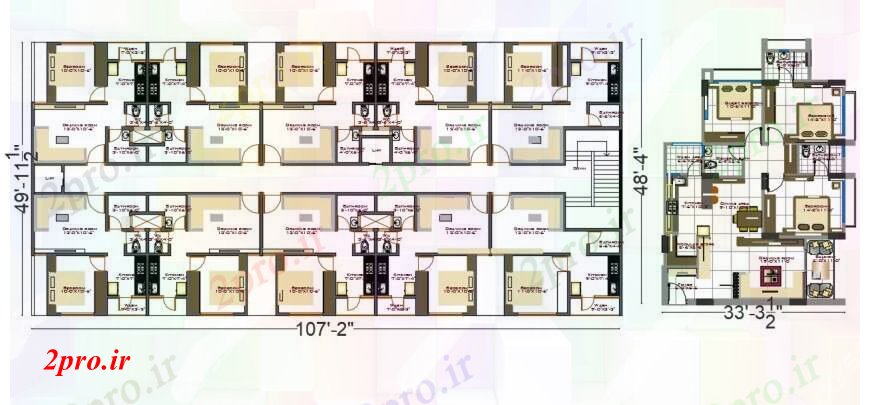 دانلود نقشه طراحی و مبلمان اتاقطراحی دو بعدی از اتاق اتوکد 12 در 16 متر (کد96470)